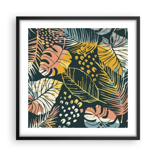 Pôster com moldura preta - Fantasia de folhas - 50x50 cm