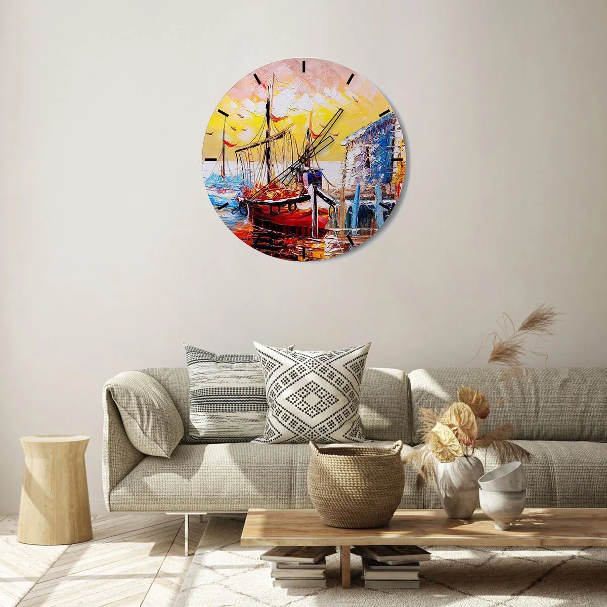 Relógio de parede - Relógio em vidro - Feliz retorno - 40x40 cm