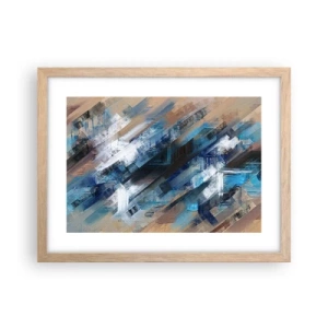 Pôster com moldura de carvalho claro - Numa diagonal azul - 40x30 cm