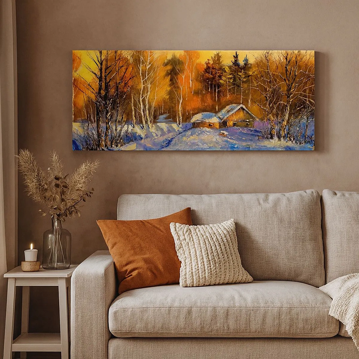 Quadro em tela - Impressão de inverno ao sol - 100x40 cm