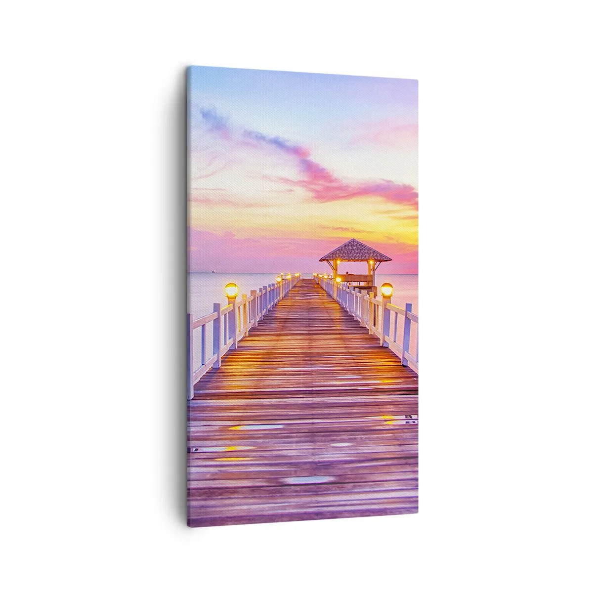 Quadro em tela - O silêncio lilás-dourado da noite - 45x80 cm