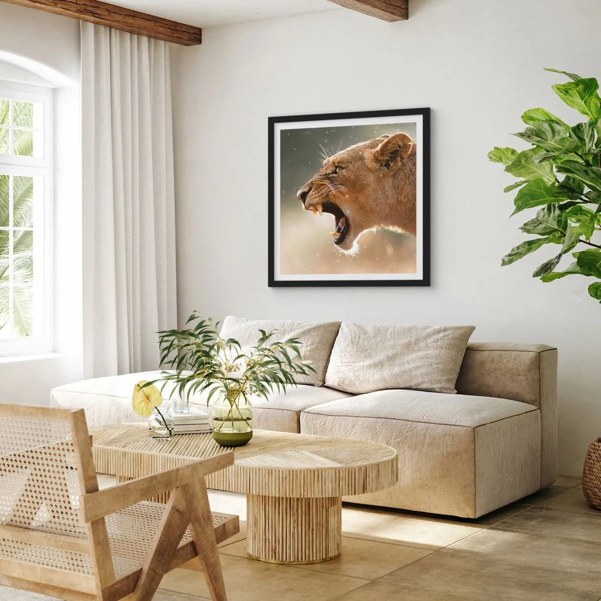 Pôster com moldura preta - Tente não ouvir - 60x60 cm