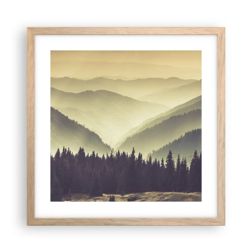 Pôster com moldura de carvalho claro - Atrás das sete montanhas... - 40x40 cm