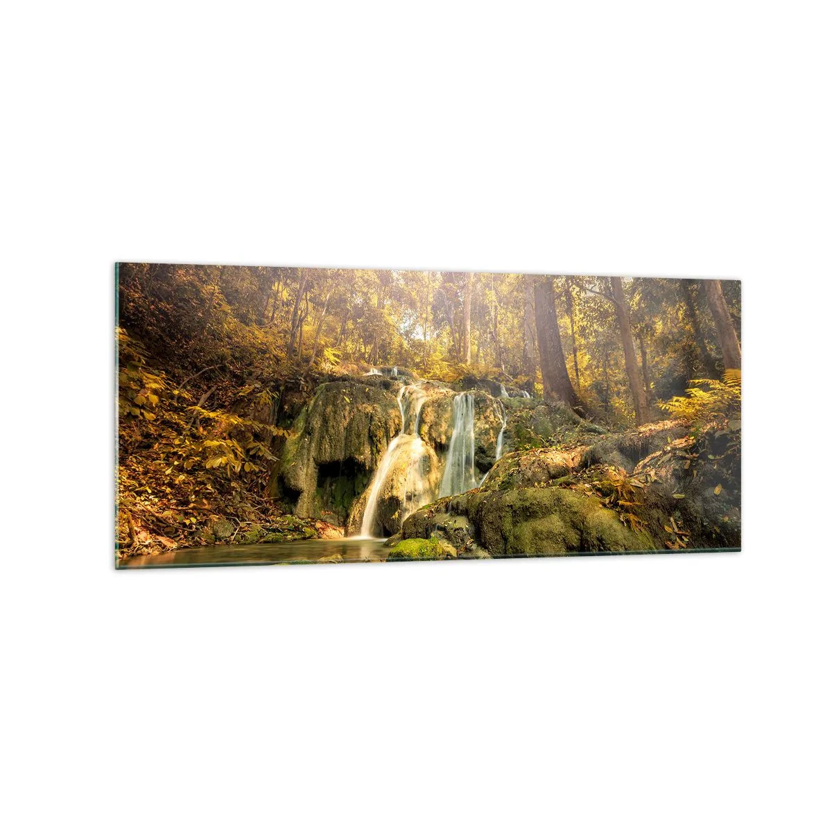 Quadro em vidro - Cascata na floresta - 120x50 cm