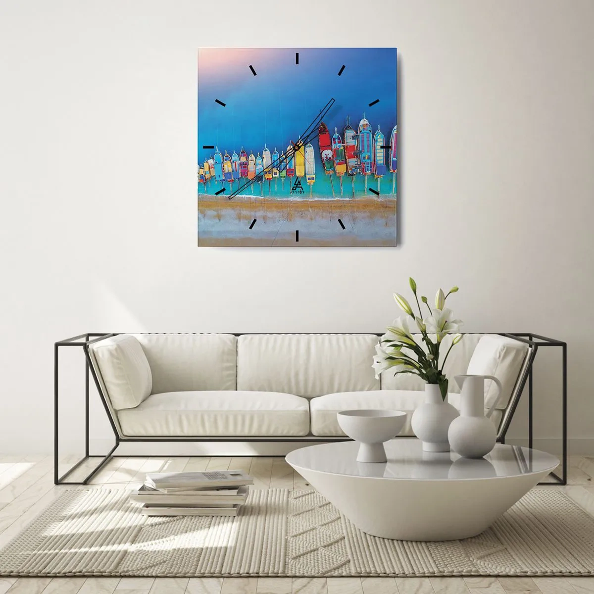 Relógio de parede - Relógio em vidro - Vista panorâmica - 30x30 cm