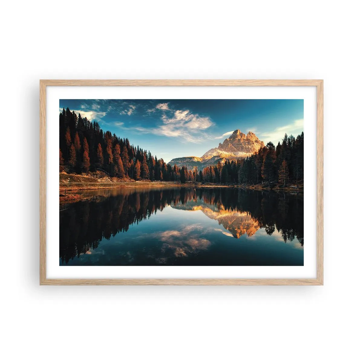 Pôster com moldura de carvalho claro - Paisagem dupla - 70x50 cm
