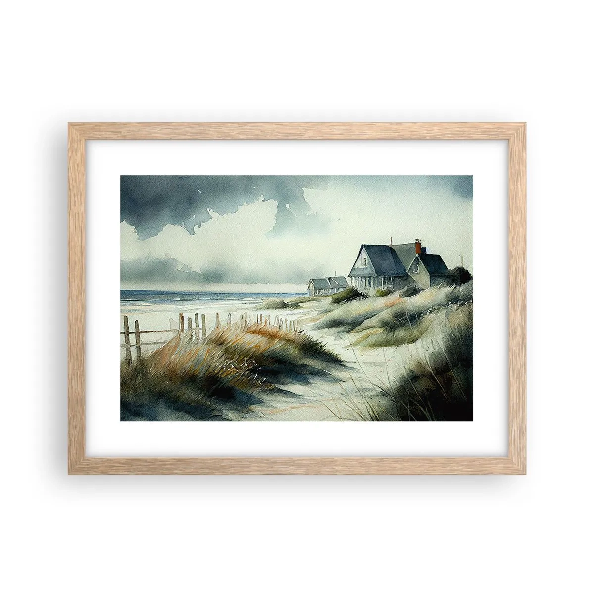 Pôster com moldura de carvalho claro - Longe da agitação - 40x30 cm