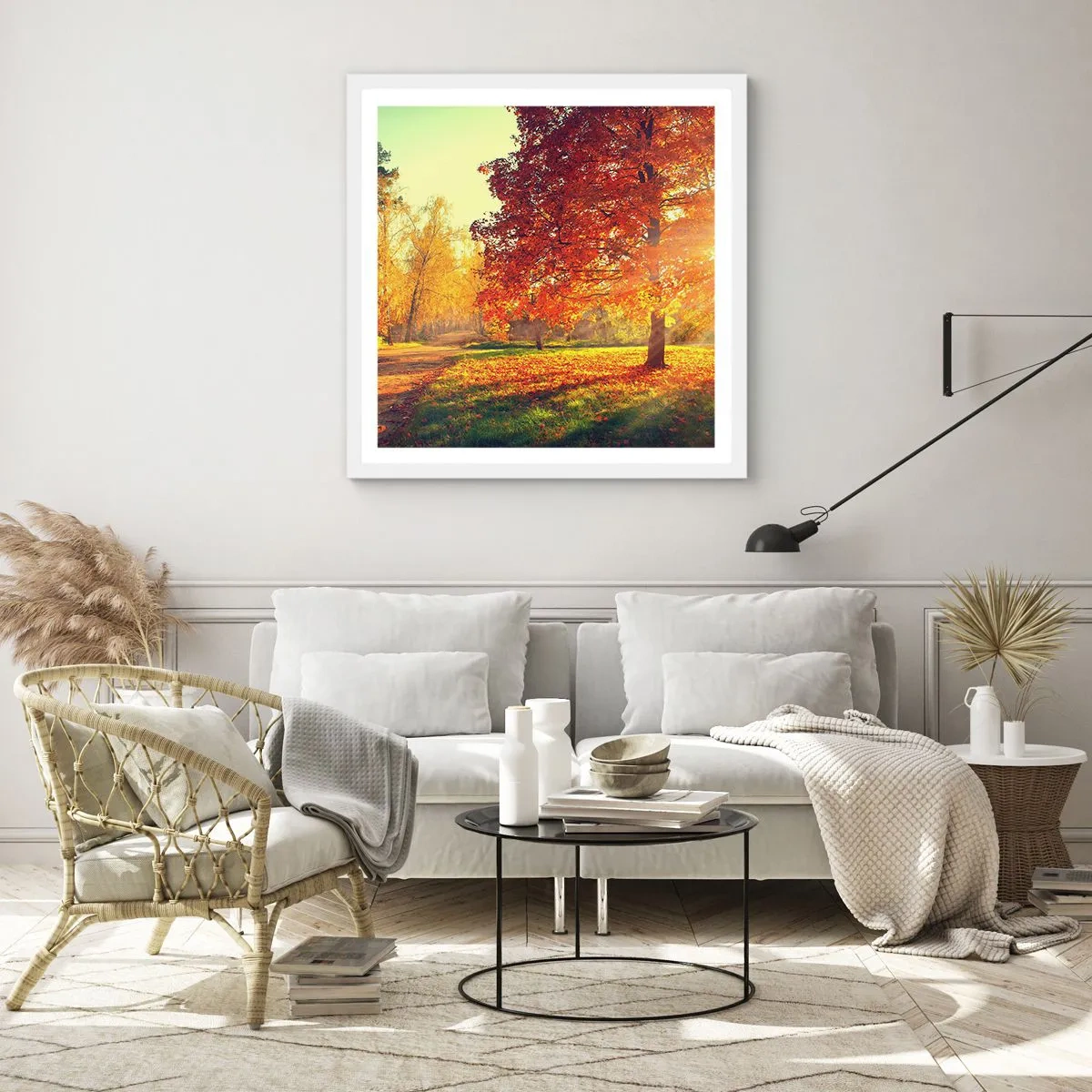 Pôster em moldura branca - O vermelho é lindo - 60x60 cm