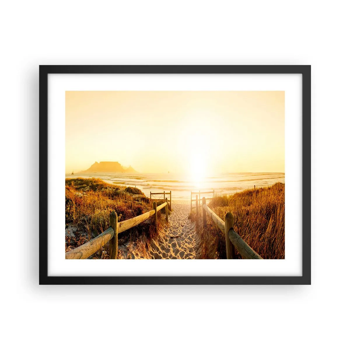 Pôster com moldura preta - Pelaa duna, em direção ao sol - 50x40 cm