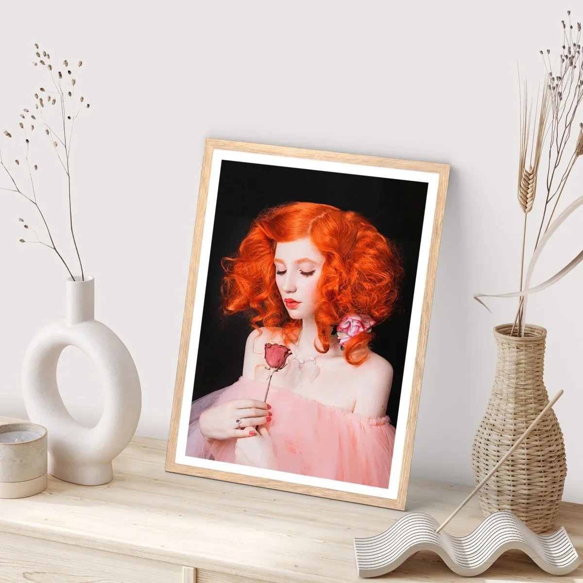 Pôster com moldura de carvalho claro - Em estilo barroco - 70x100 cm