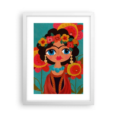 Pôster em moldura branca - Senhorita papoula - 30x40 cm
