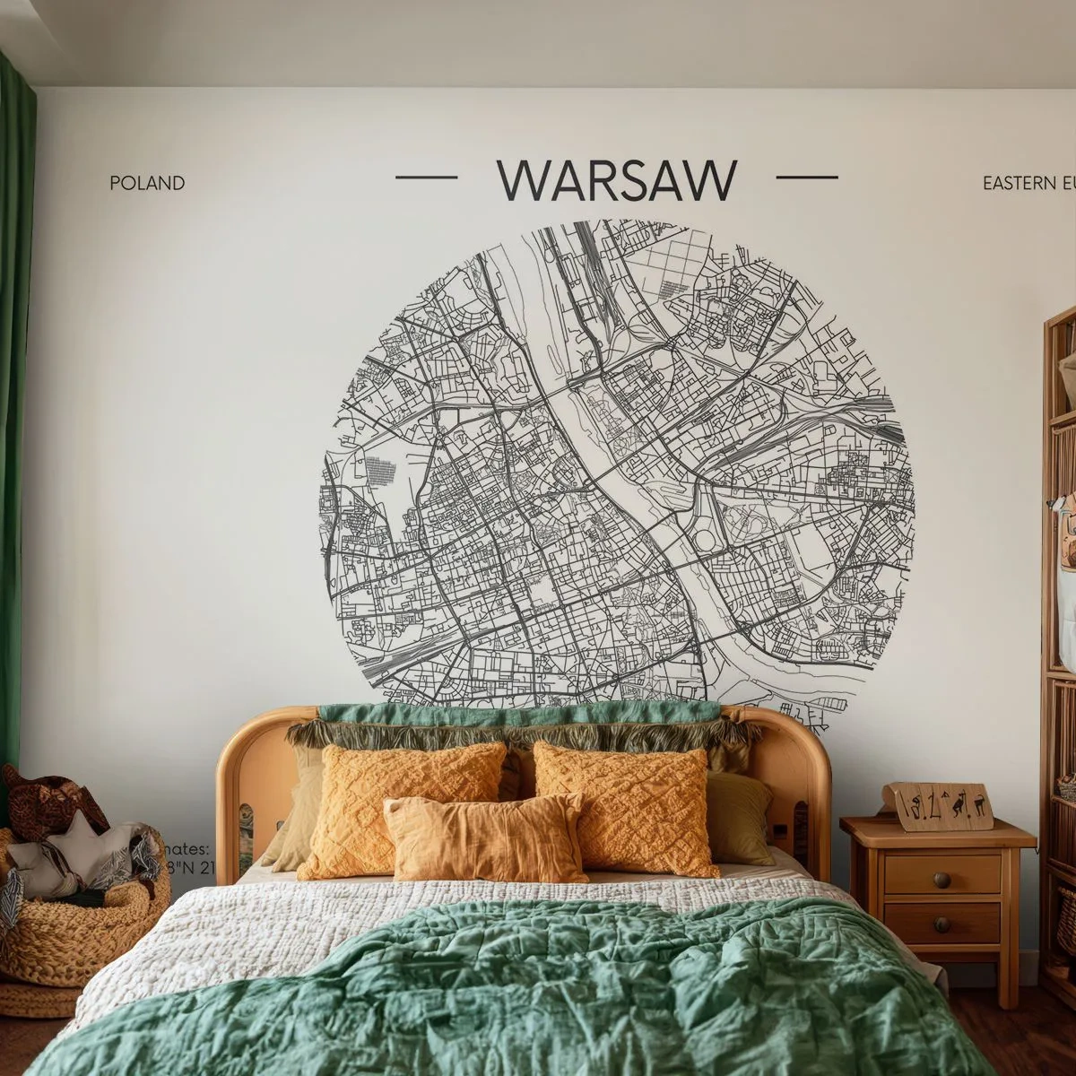 Papel de Parede Standard Eco - Anatomia de Varsóvia - Mapa, Varsóvia, Polônia - 300x210 cm