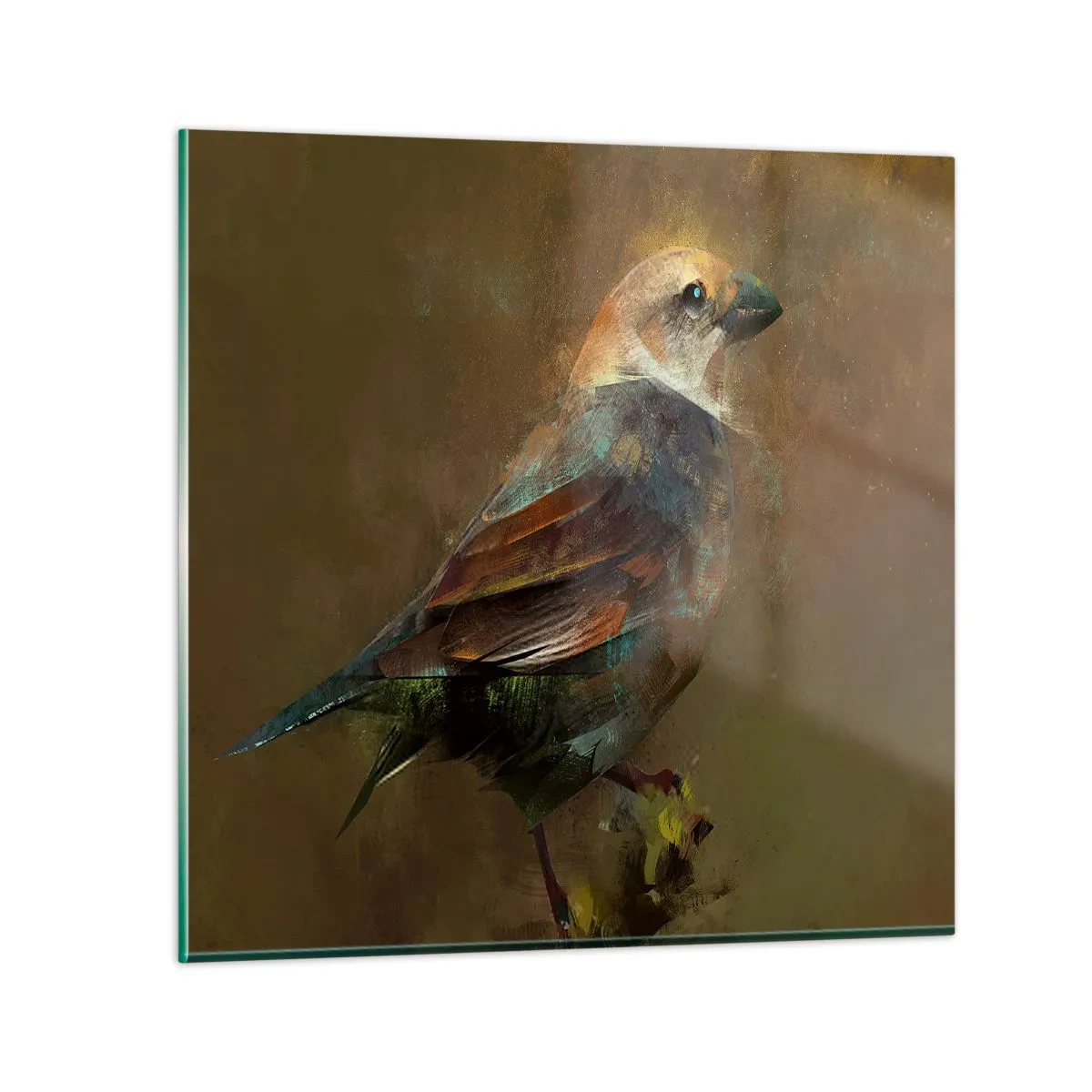 Quadro em vidro - Pardal, pequeno passarinho - 50x50 cm