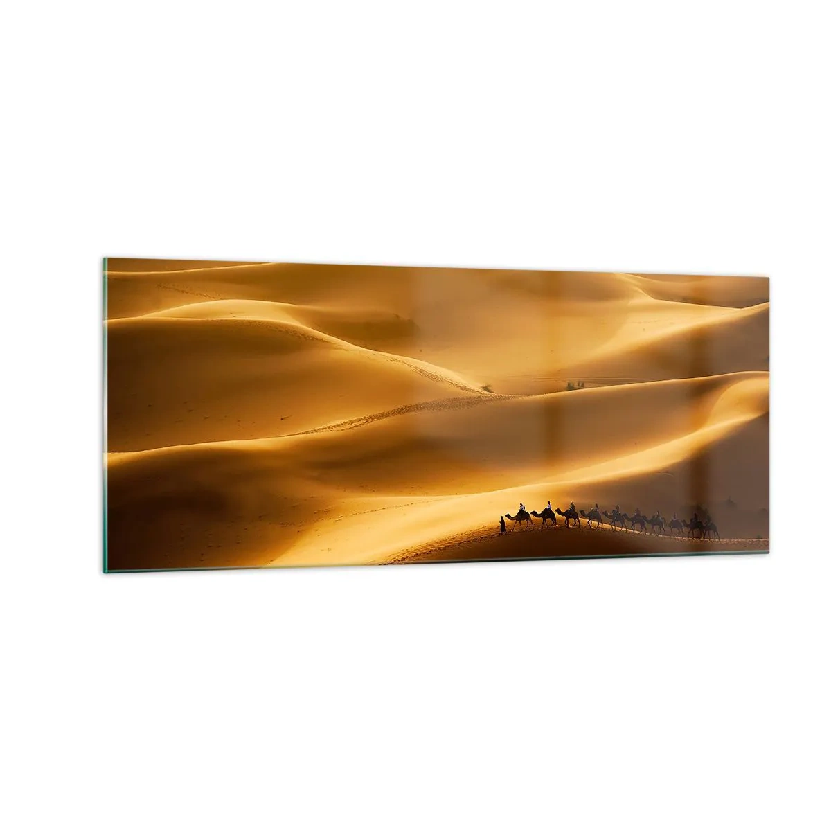 Quadro em vidro - Caravana nas ondas do deserto - 100x40 cm