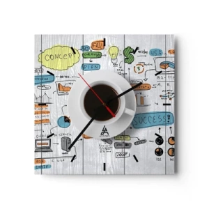 Relógio de parede - Relógio em vidro - Tempo para uma pausa - 30x30 cm