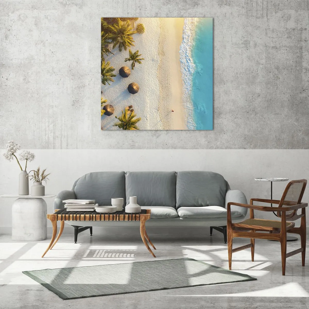 Quadro em vidro - Bem vindo ao Paraíso - 60x60 cm