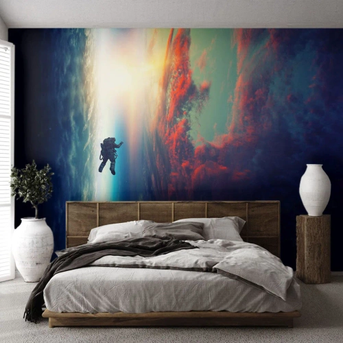 Papel de Parede Autocolante Deluxe Sticker - Enfrentando o universo - Abstração, Astronauta, Cosmos - 200x140 cm