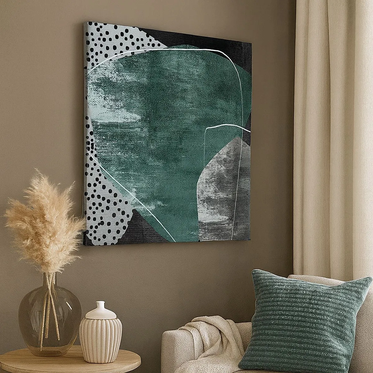 Quadro em tela - Abstração colorida com folha de ouro - 30x30 cm