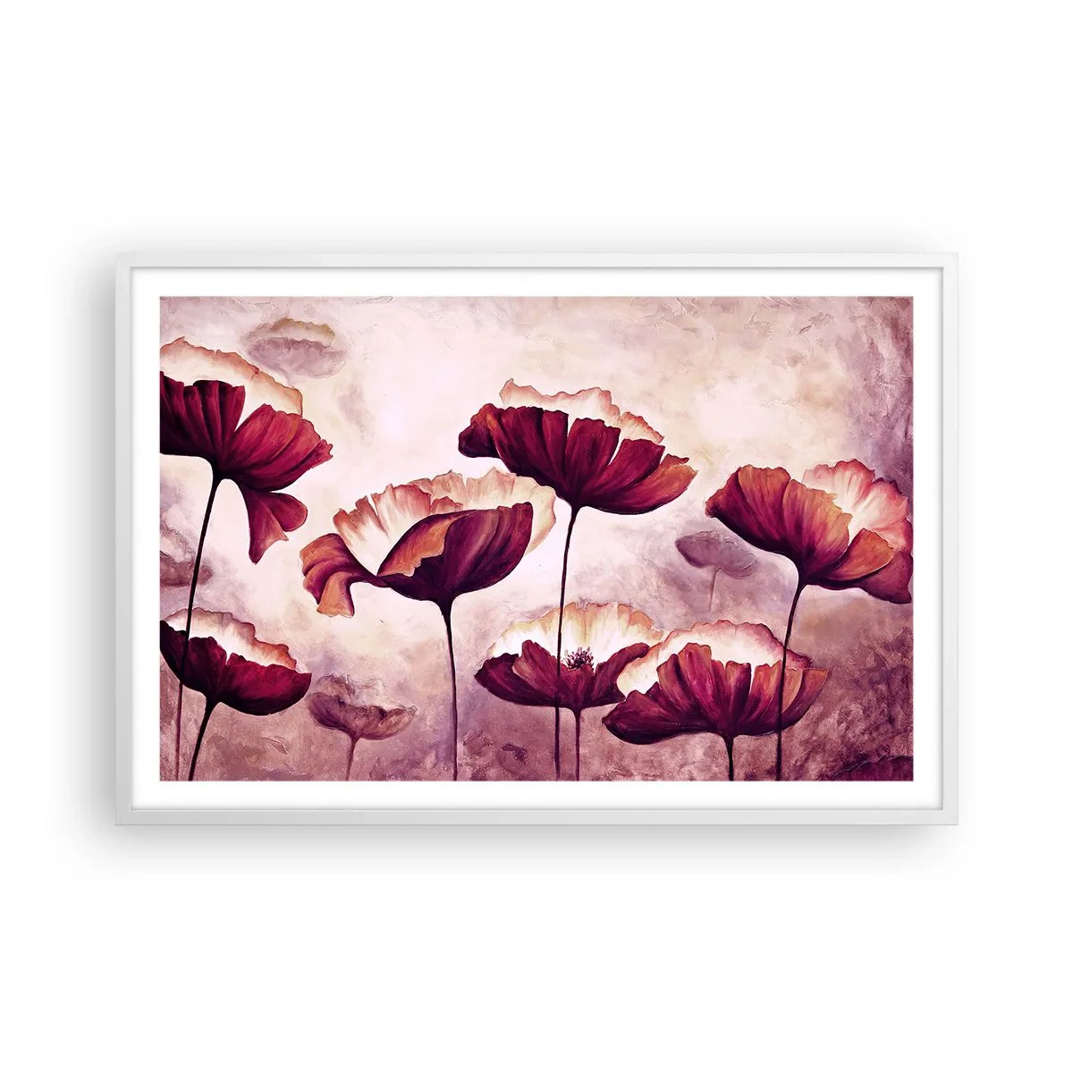 Pôster em moldura branca - Pétala vermelha e branca - 91x61 cm