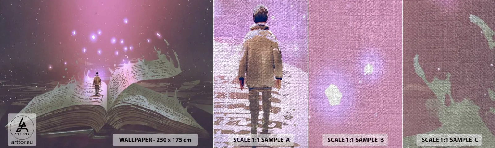 Amostra de papel de parede Premium Canvas - Um convite para outro mundo - leia! - Gráficos, Abstração, Pedaço - 100x30 cm