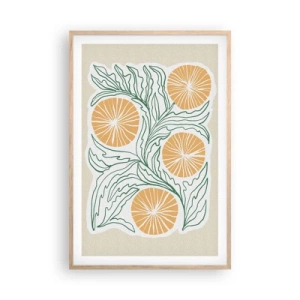 Pôster com moldura de carvalho claro - Étnico com um toque de abstração - 61x91 cm