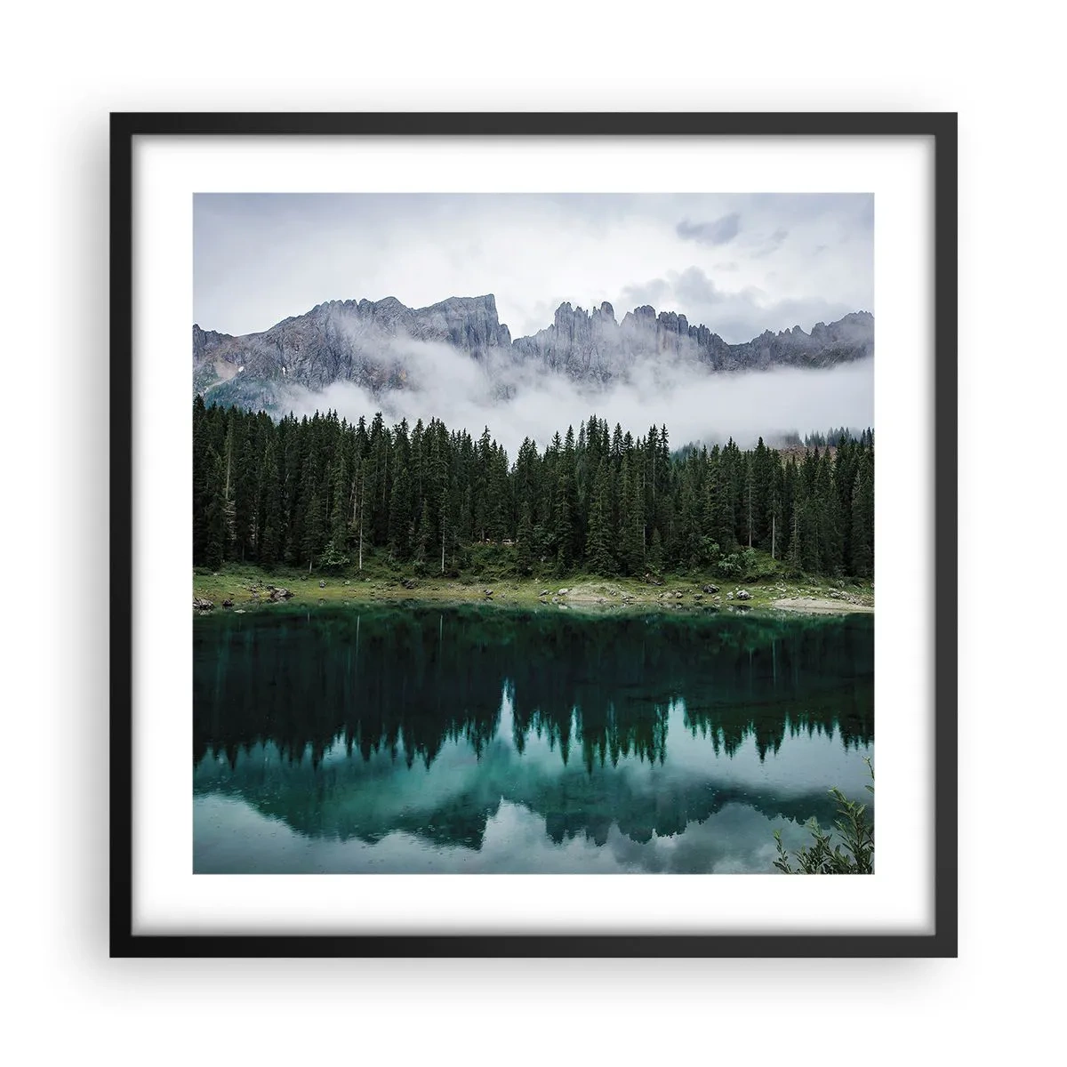 Pôster com moldura preta - Calma, silêncio, não vamos acordar a água... - 50x50 cm