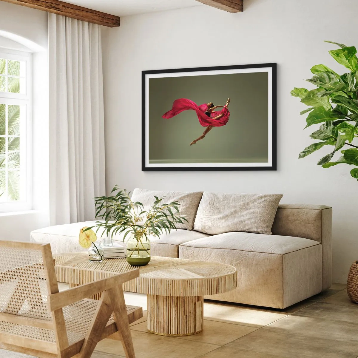 Pôster com moldura preta - Chama dançante - 70x50 cm
