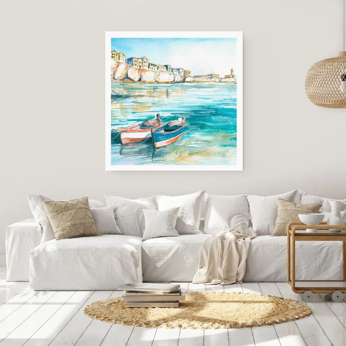 Pôster - Paisagem em azul - 40x40 cm