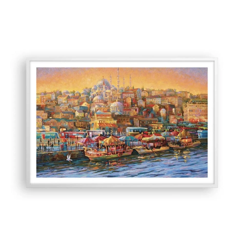 Pôster em moldura branca - Conto de Istambul - 91x61 cm