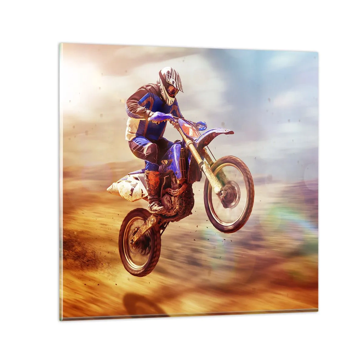 Quadro em vidro - Vertigem da motocicleta - 30x30 cm