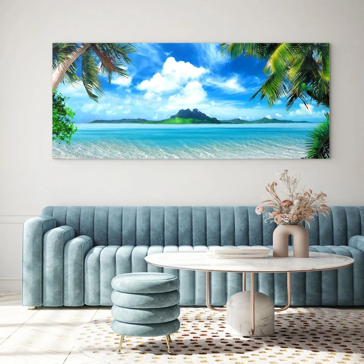 Quadro em vidro - O azul dos trópicos - 100x40 cm