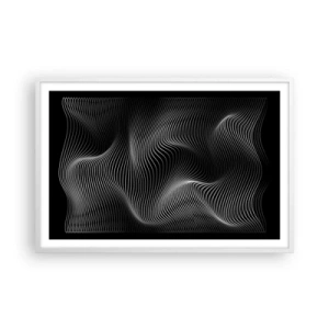 Pôster em moldura branca - Dança de luz no espaço - 91x61 cm
