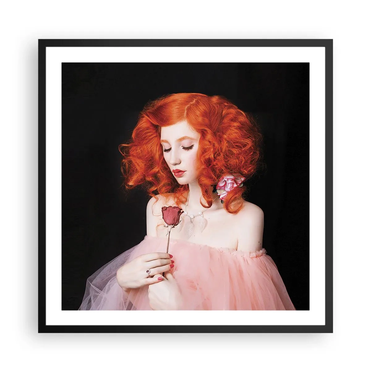 Pôster com moldura preta - Em estilo barroco - 60x60 cm