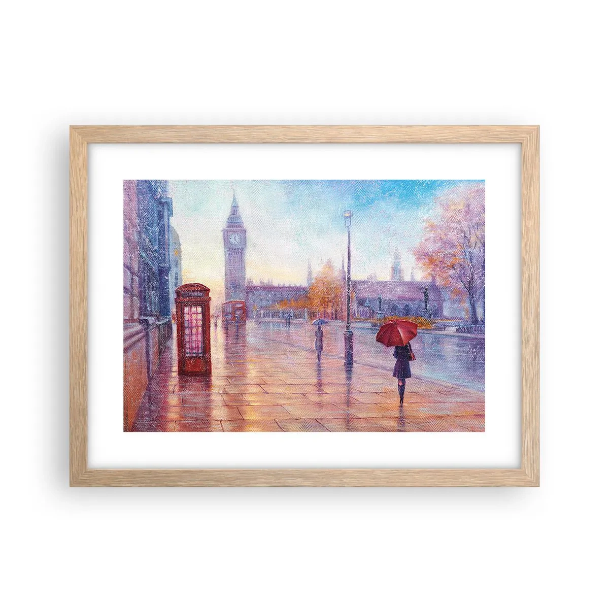Pôster com moldura de carvalho claro - Um dia de outono em Londres - 40x30 cm