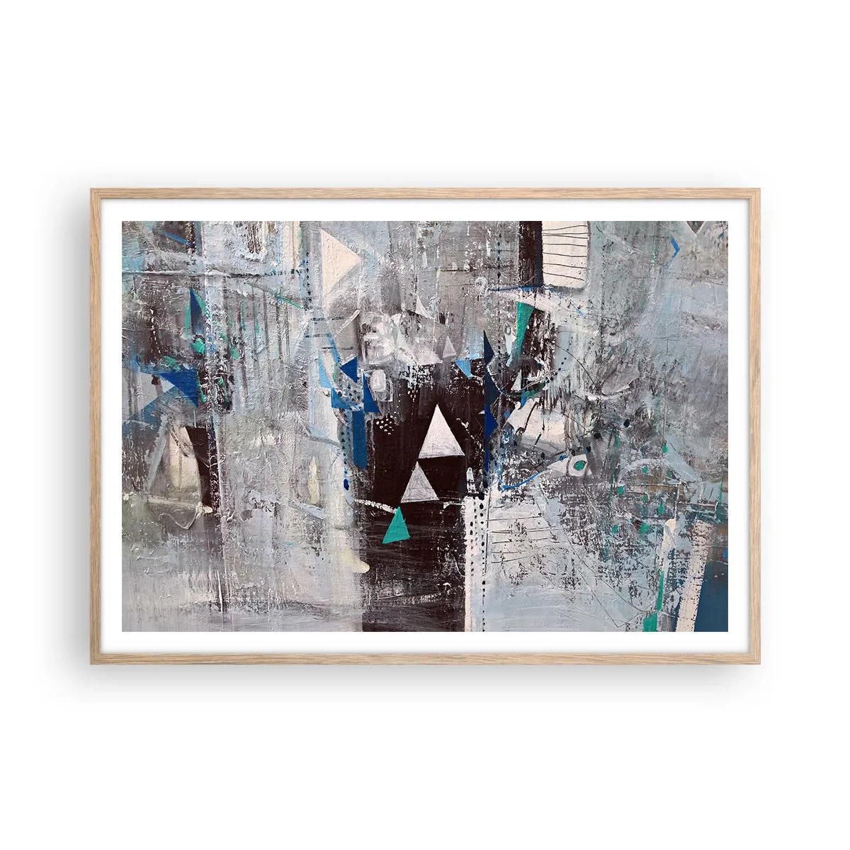 Pôster com moldura de carvalho claro - A ordem superior dos triângulos - 100x70 cm