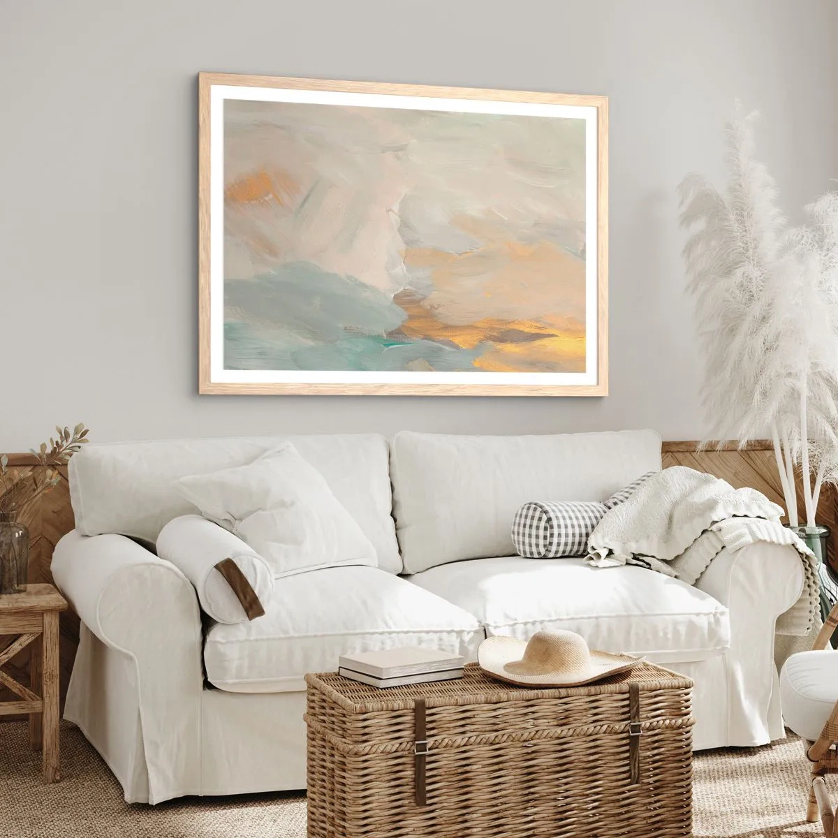 Pôster com moldura de carvalho claro - Abstração – a terra da gentileza - 100x70 cm