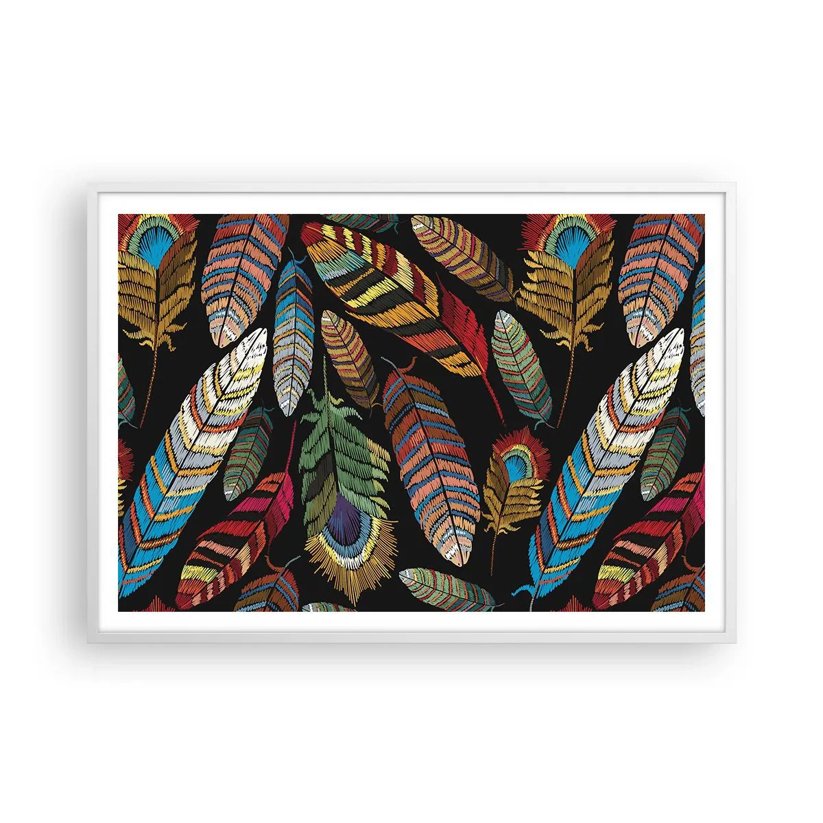 Pôster em moldura branca - O carnaval dos pássaros - 100x70 cm