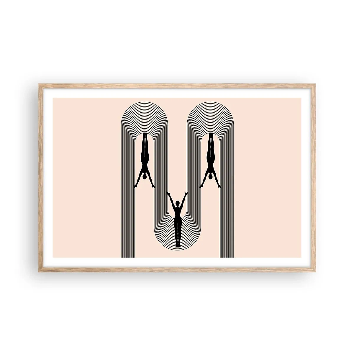 Pôster com moldura de carvalho claro - De cabeça para baixo - 91x61 cm