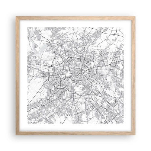 Pôster com moldura de carvalho claro - Flor de Berlim - 50x50 cm