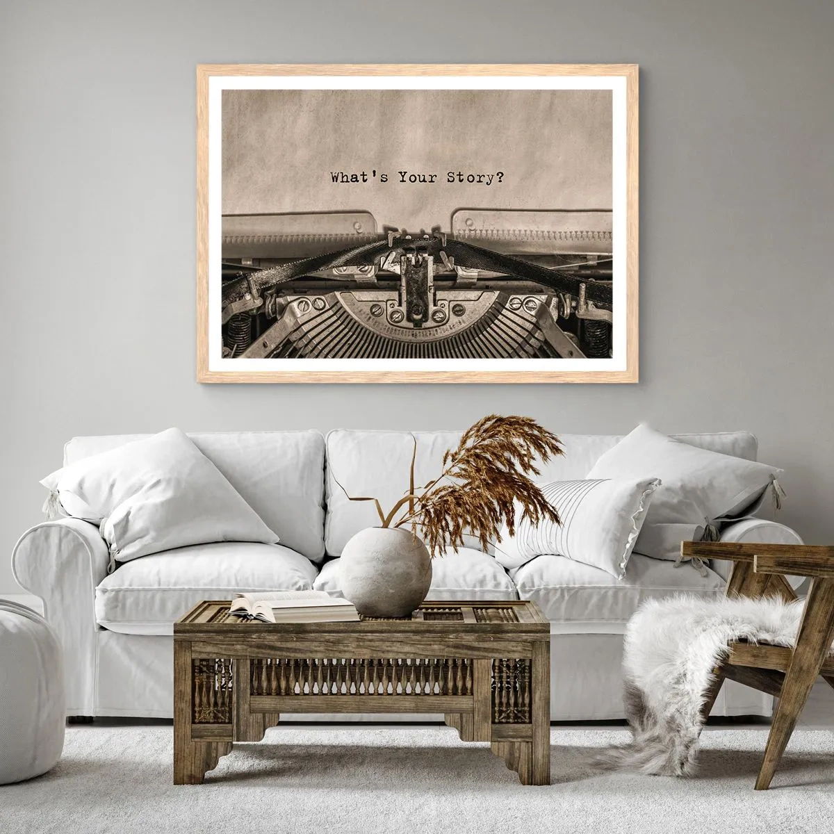 Pôster com moldura de carvalho claro - Conta-me - 100x70 cm