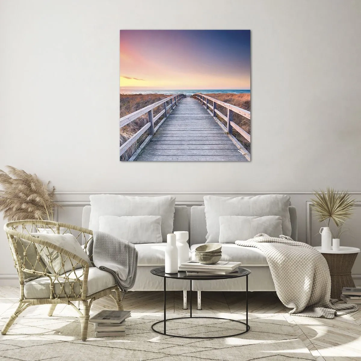 Quadro em vidro - Aurora da noite do Báltico - 60x60 cm