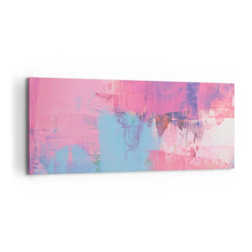 Quadro em tela - Rosa, azul e uma pitada de luz - 100x40 cm
