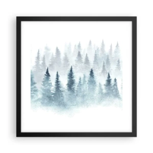 Pôster com moldura preta - Envolto no nevoeiro - 40x40 cm