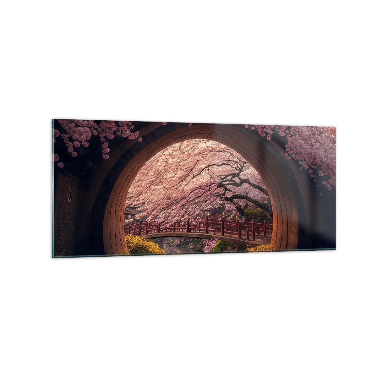 Quadro em vidro - Primavera japonesa - 120x50 cm