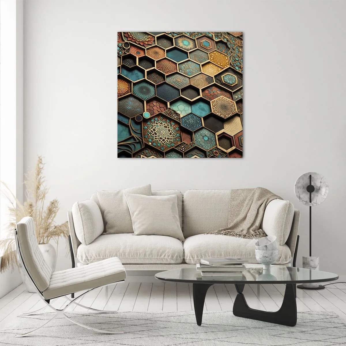 Quadro em vidro - Ornamentos árabes – variação - 50x50 cm