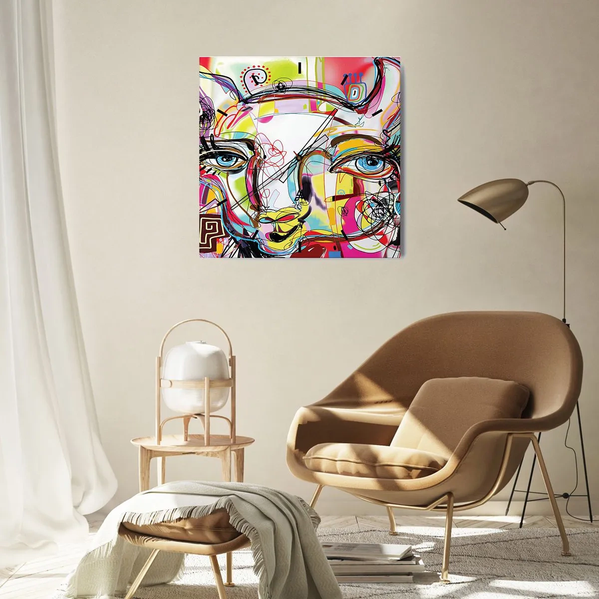 Relógio de parede - Relógio em vidro - A riqueza da natureza do gato - 40x40 cm