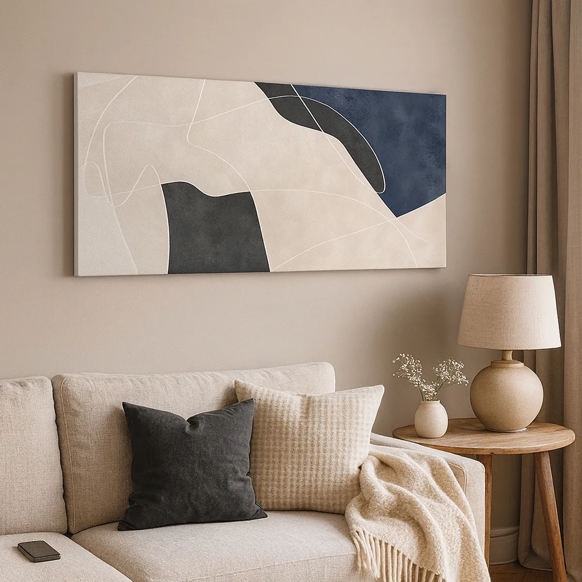 Quadro em tela - Composição abstrata – contraste de cores - 30x30 cm