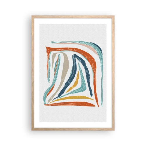 Pôster com moldura de carvalho claro - Abstração com um sorriso amigável - 50x70 cm