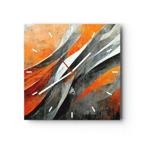 Relógio de parede - Relógio em vidro - Calor e frio - 30x30 cm