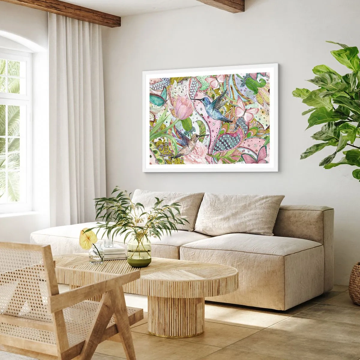 Pôster em moldura branca - Emaranhados em trepadeiras - 70x50 cm